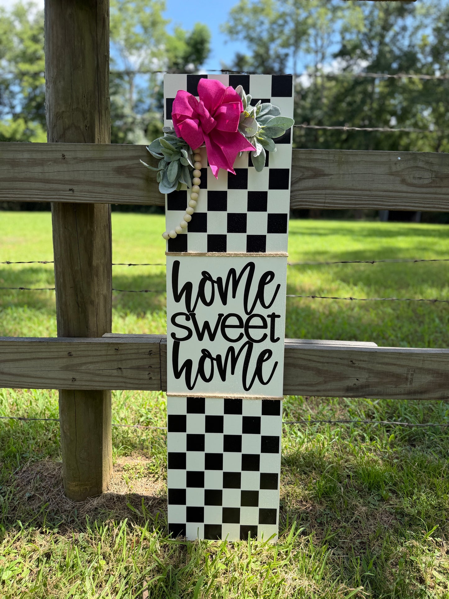 Checker "Home Sweet Home" Porch Leaner