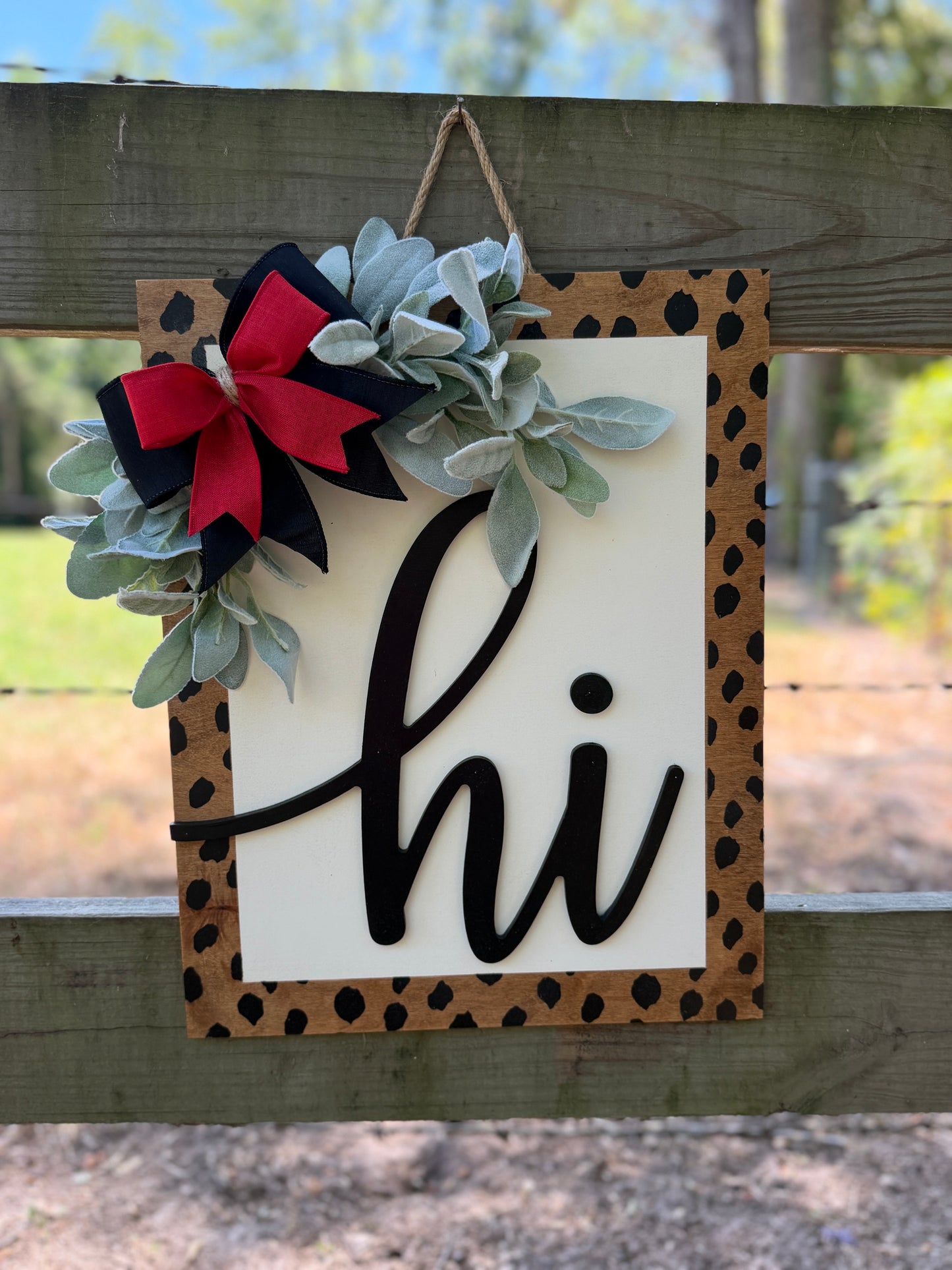 Cheetah Print "Hi" Rectangle Door Hanger
