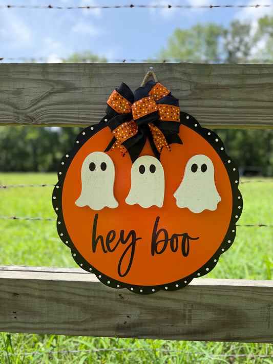 "Hey Boo" Ghost Trio Door Hanger