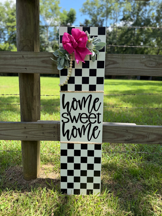 Checker "Home Sweet Home" Porch Leaner