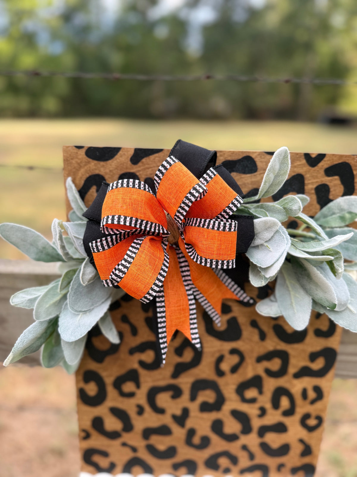"Fall Sweet Fall" Leopard Print Porch Leaner