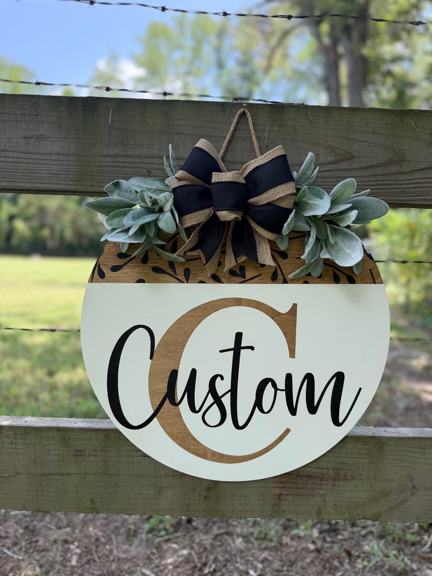 Custom Monogram Round Door Hanger