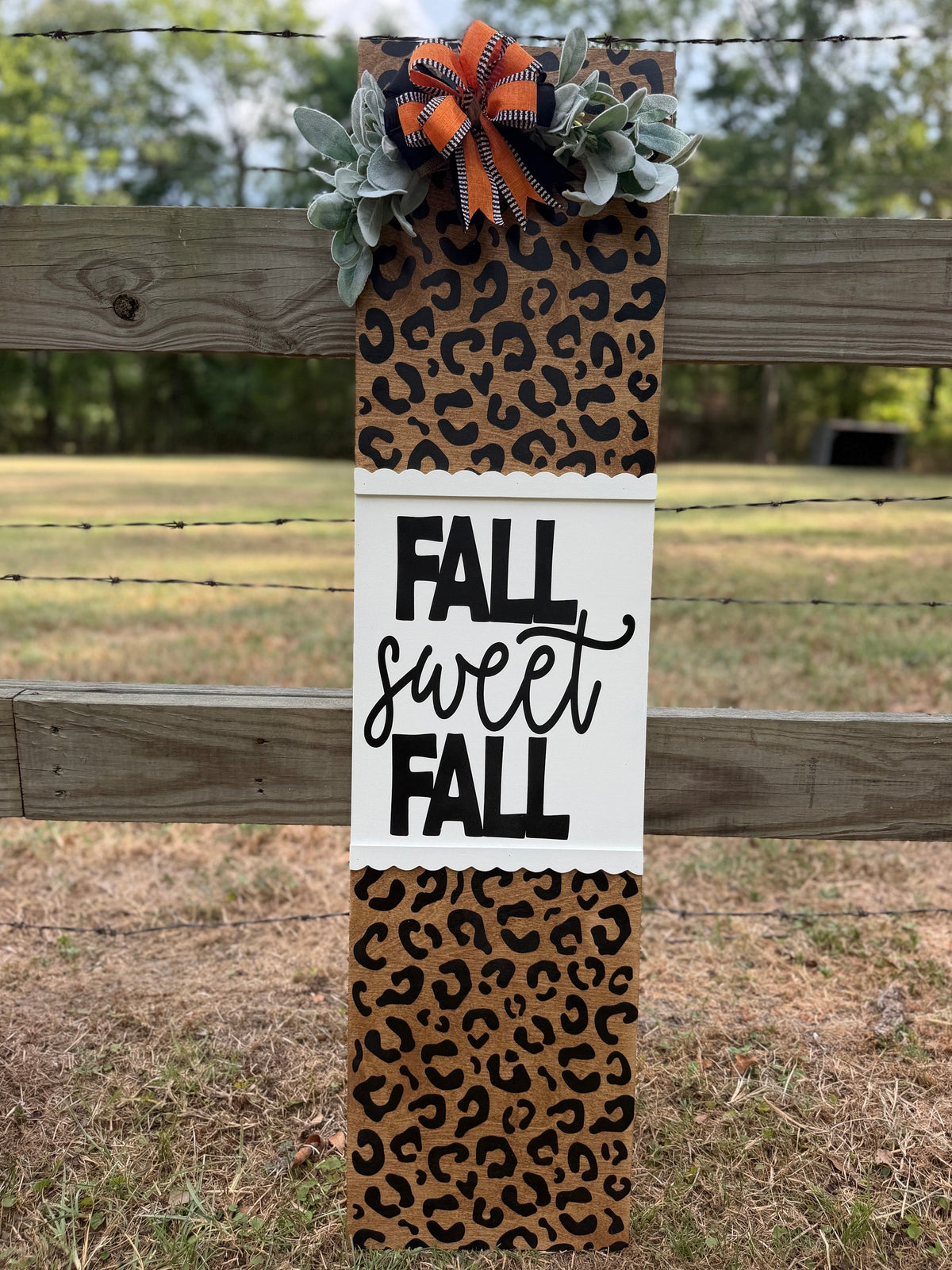 "Fall Sweet Fall" Leopard Print Porch Leaner