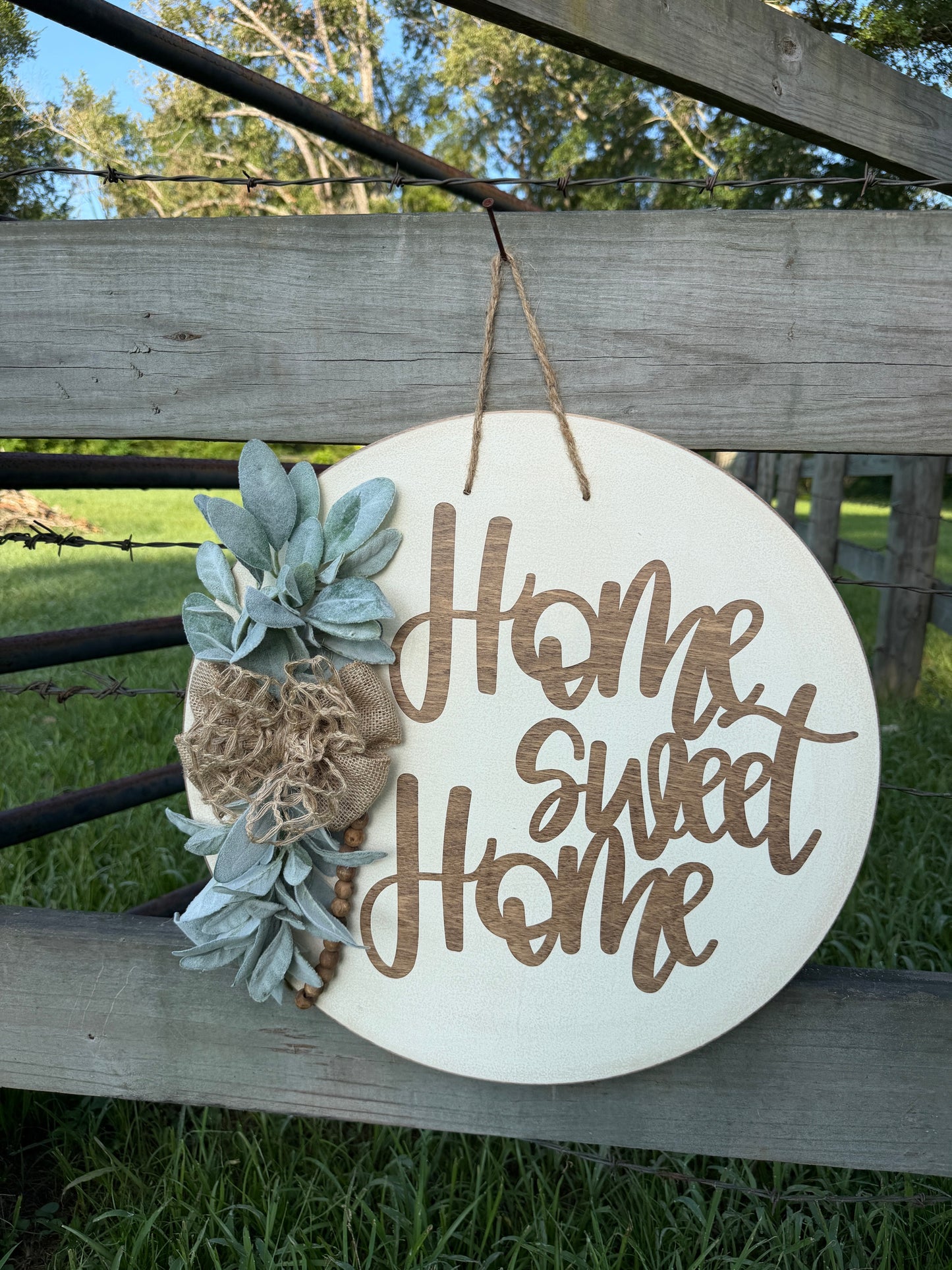 Wood Grain "Home Sweet Home" Door Hanger