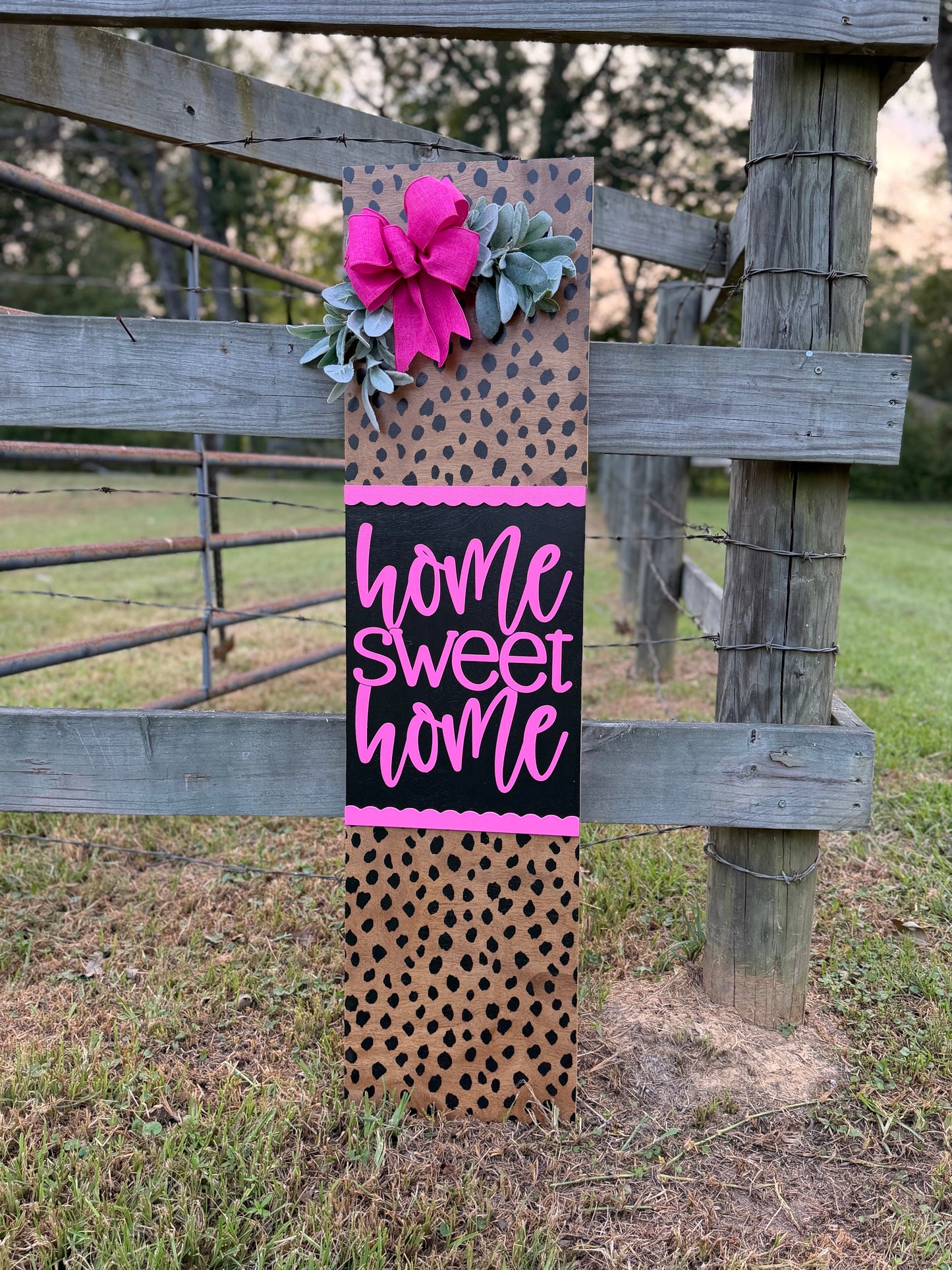 Cheetah Print "Home Sweet Home" Leaner