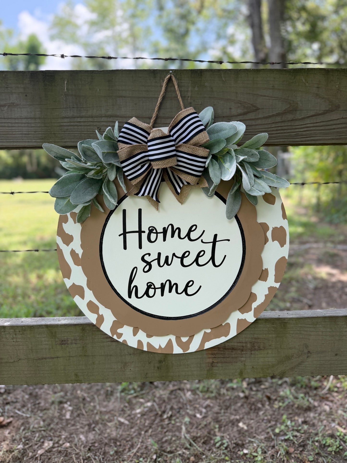 "Home Sweet Home" Leopard Print Door Hanger