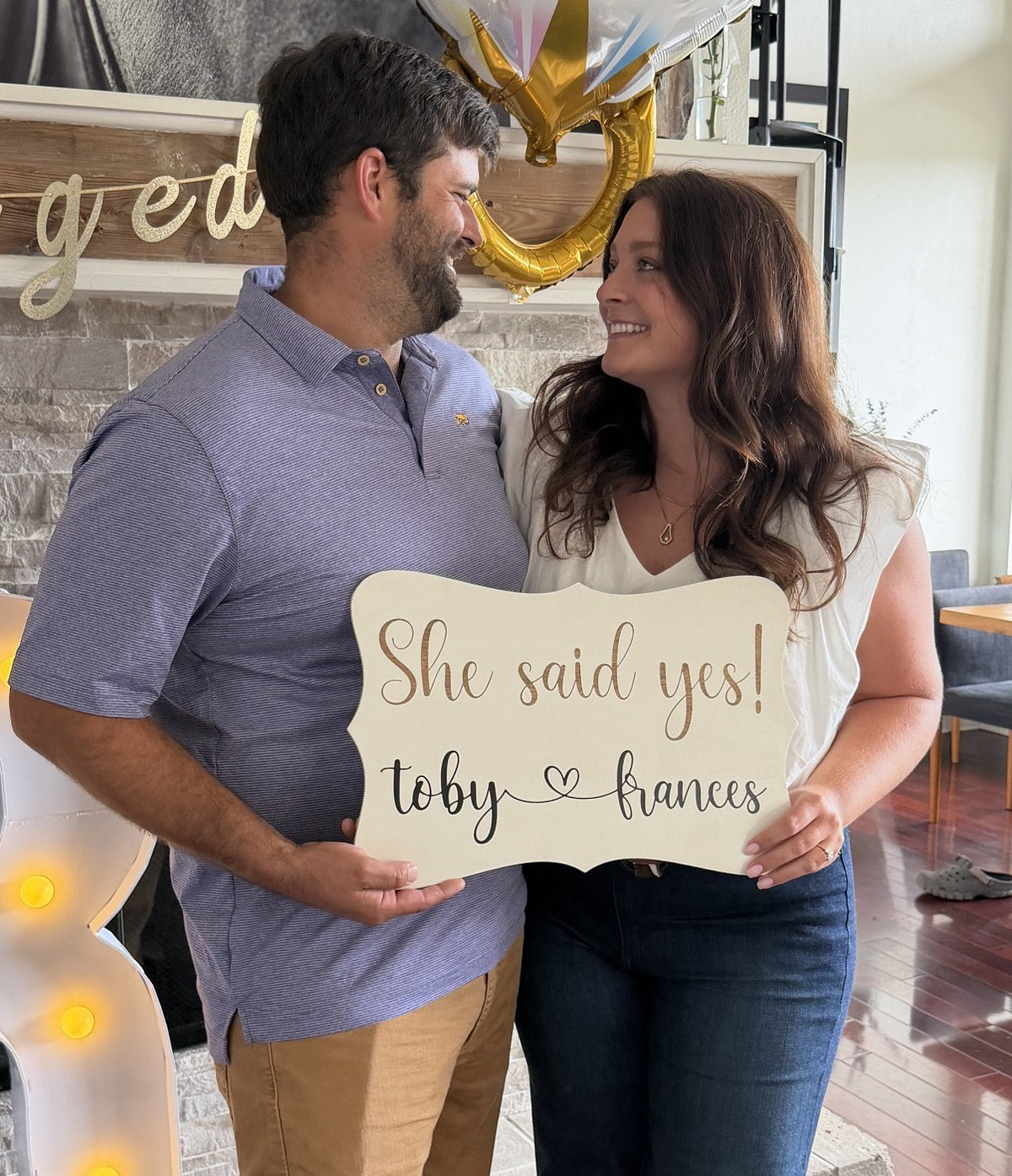 Personalized "She Said Yes!" Engagement Sign