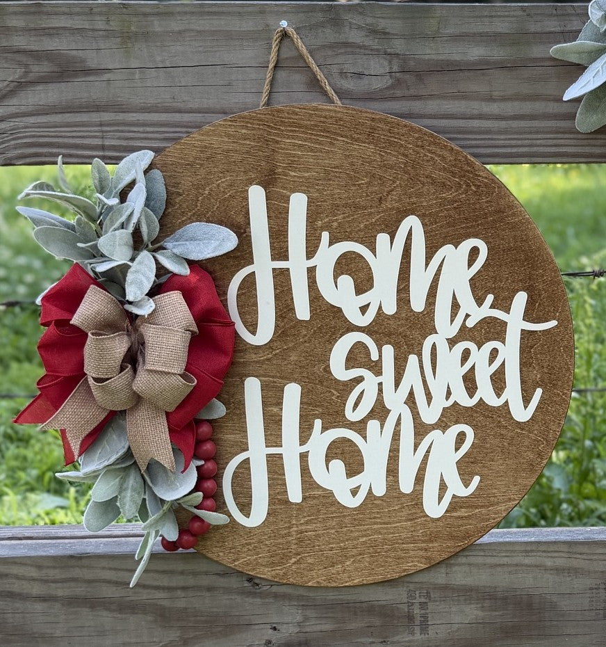 Wood Tone "Home Sweet Home" Door Hanger